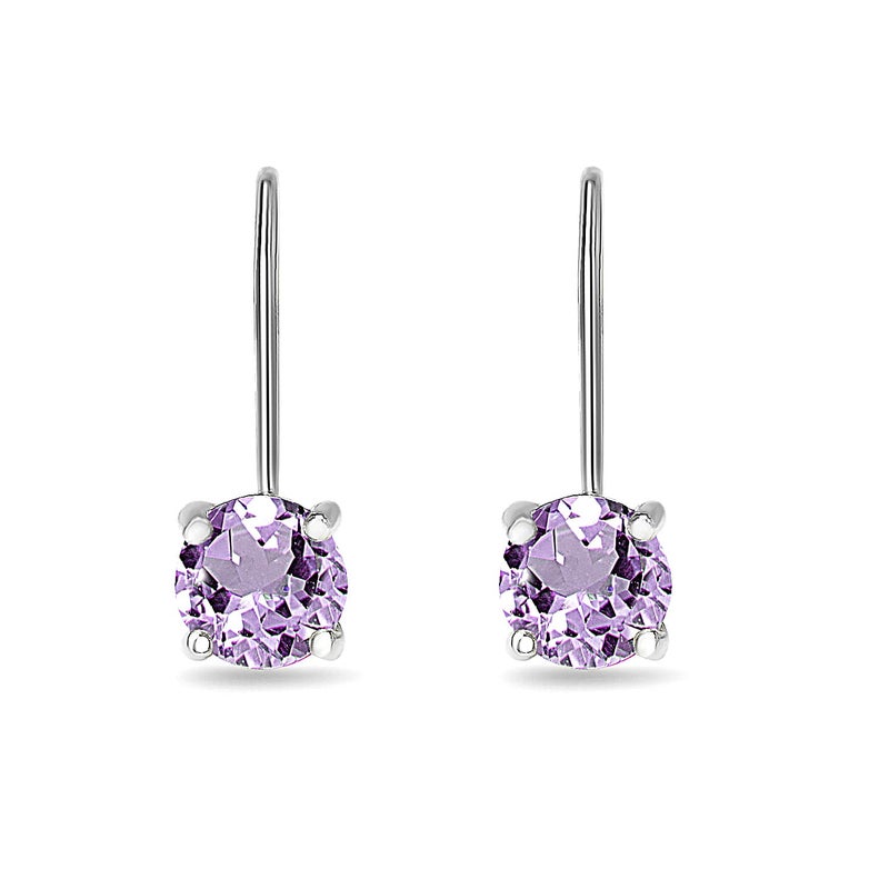 B. BRILLIANT Purple Earrings for Women Sterling Silver Fashion 6mm Round Leverback Drop Amethyst Earring Tendy Summer - Image 2